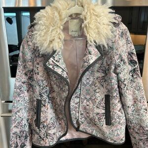 Elevenses Teddy Jacket with Faux Fur, boho/aztec, size 0 (has weat/overall GUC)